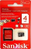 CARTÃO MICRO SDHC 4GB SANDISK COM ADAPTADOR